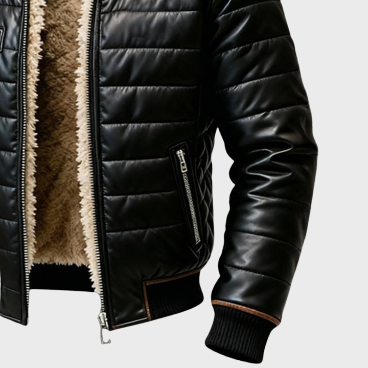 Bruno | Czarna pikowana kurtka z podszewką sherpa