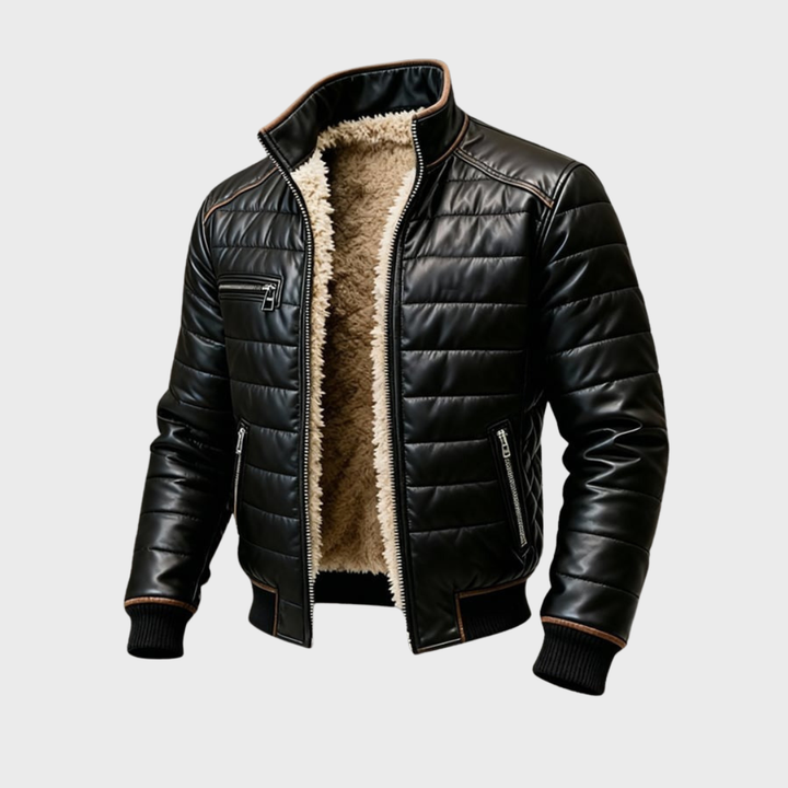 Bruno | Czarna pikowana kurtka z podszewką sherpa